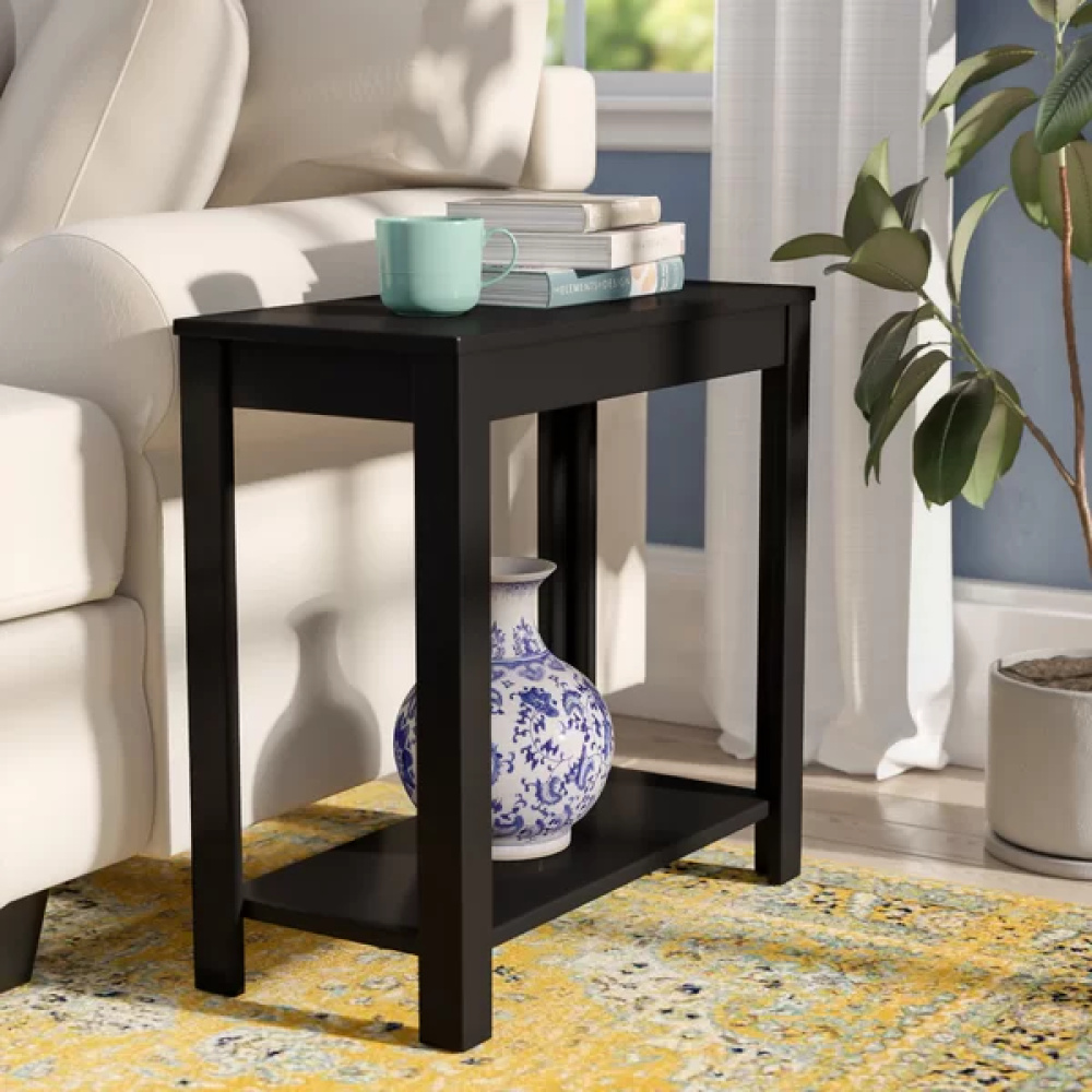 BERELEY - Storage Sofa  End Table Wooden Black - Image 2