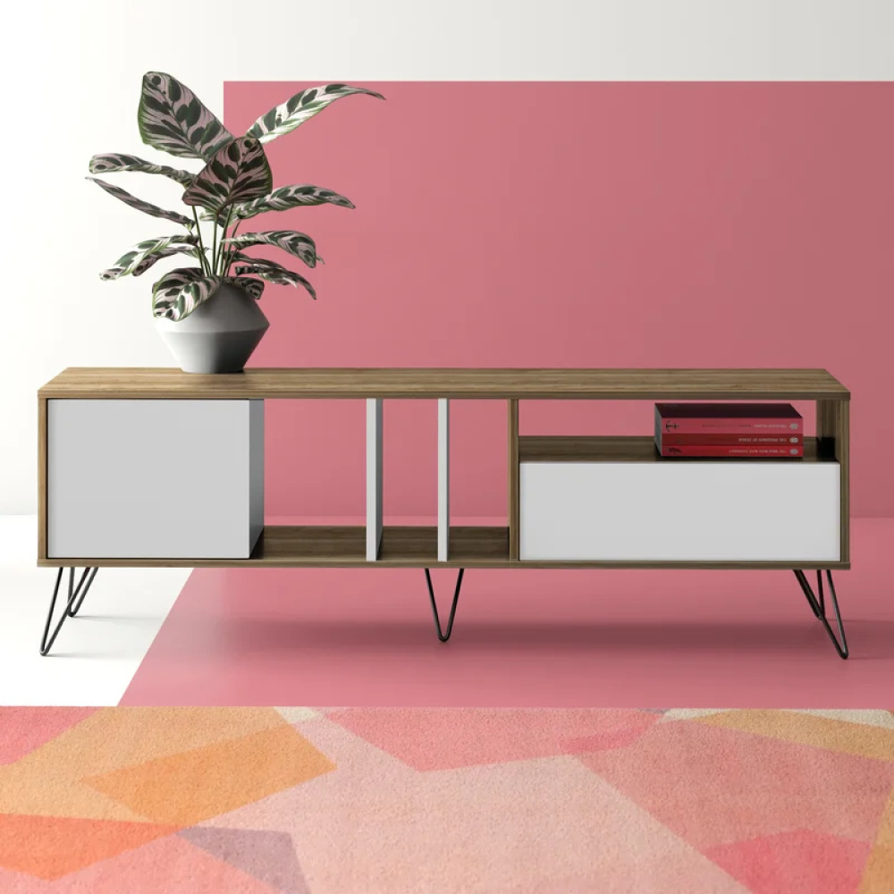CHINAAR - Storage TV Stand with Open Shelves and Cabinet - Image 7