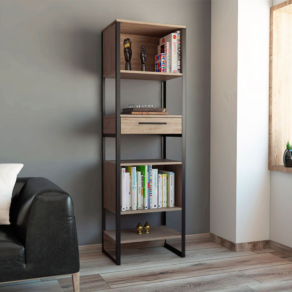 THEO - Space Saving Book Shelf with Metallic Frame
