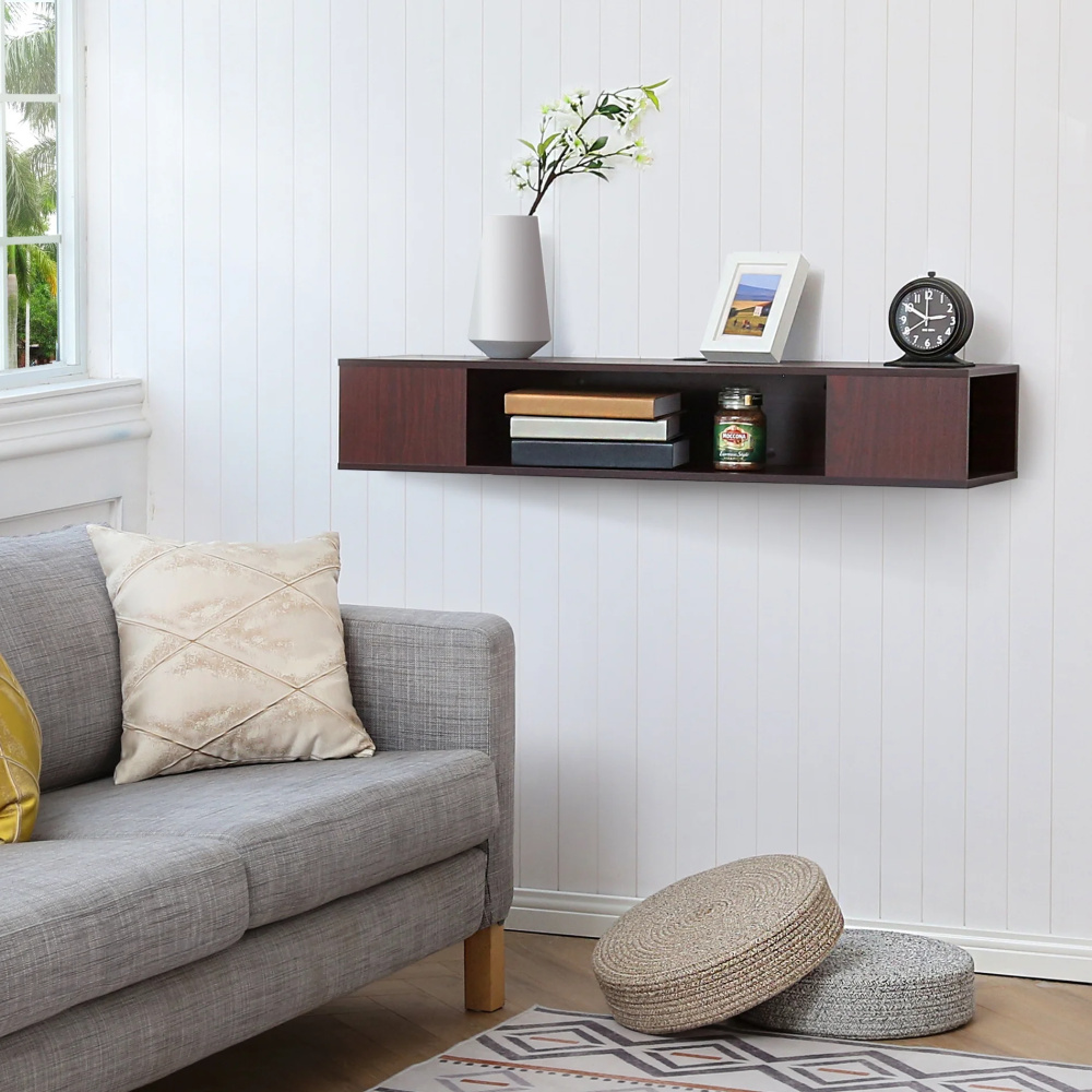 BEKHOM - Dark Brown Wooden Wall Mounted Tv Console - Image 2