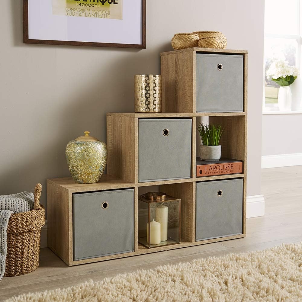 TIMOTHY - Ascending Bookcase with Cube Compartments