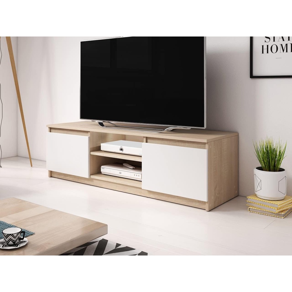 CAMILA - Oak Brown & white Media Display TV Console - Image 3