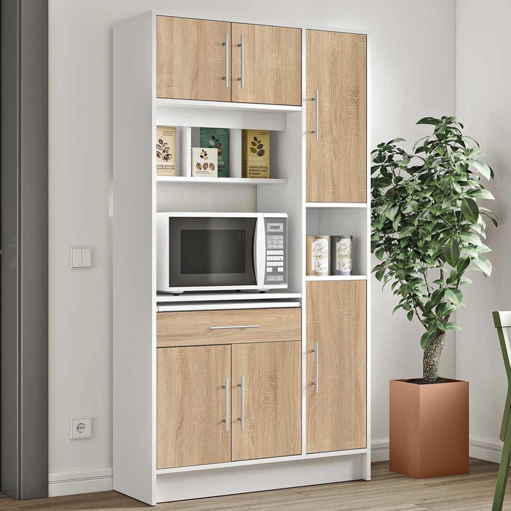 MANIA - White & Oak Kitchen Storage & Display Cabinet