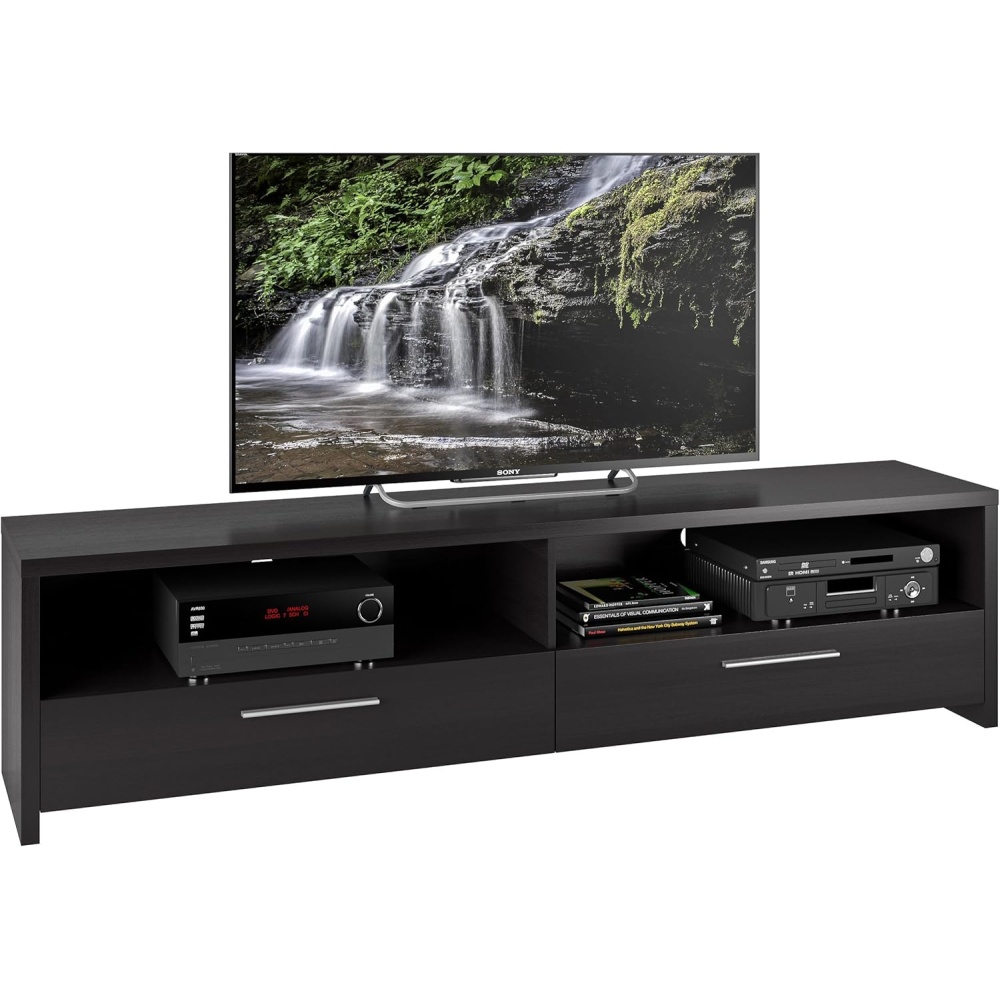 RAZBY - Wooden Open Shelf and Drawers TV Stand - Image 2