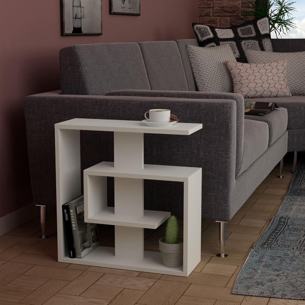 DEXTRI - Side Table Storage Wooden White - Image 3