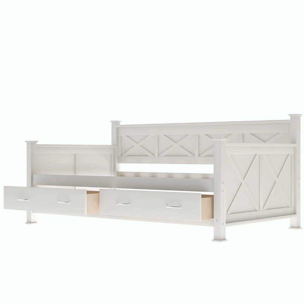 LENZKA - Farmhouse Style Daybed With Drawers - Image 5