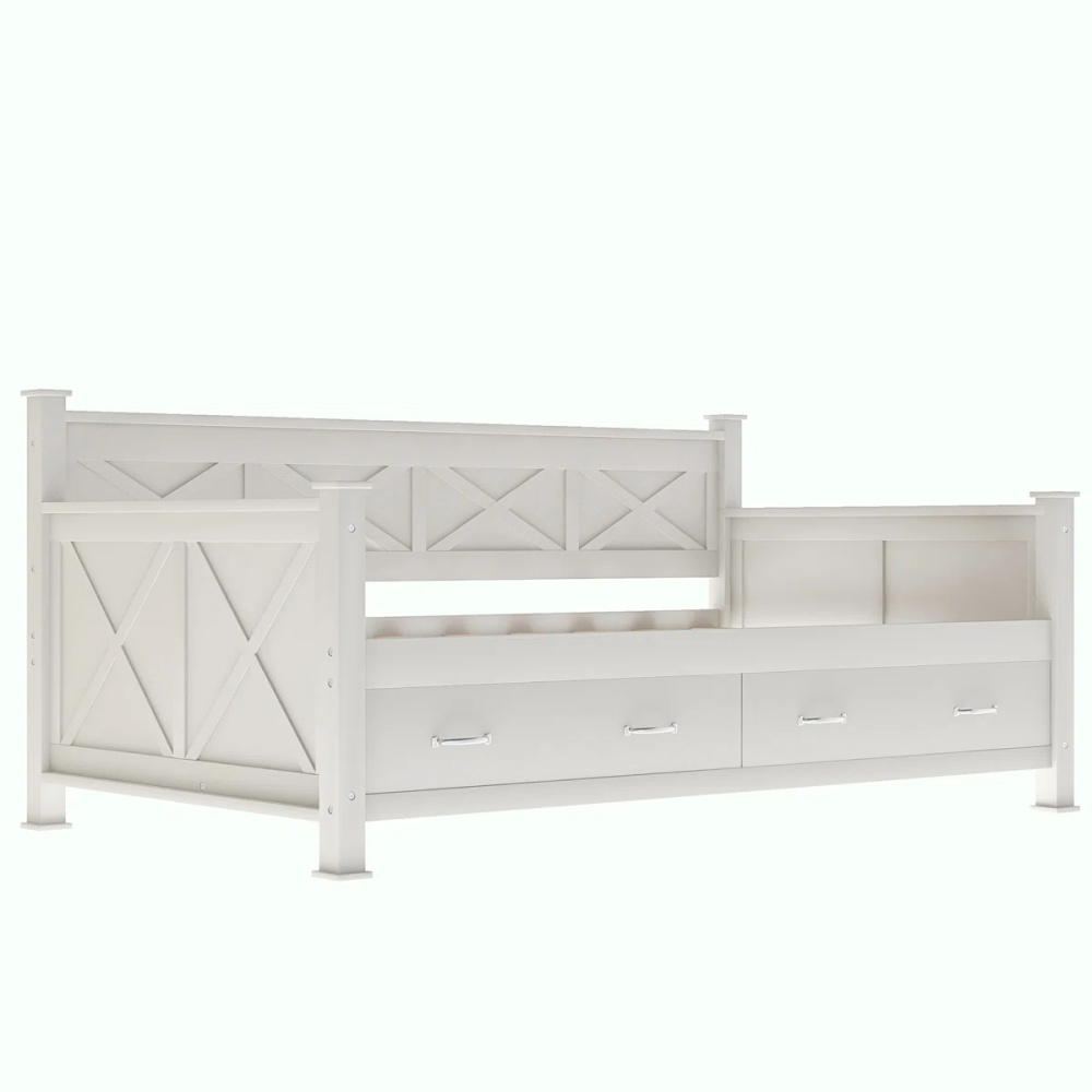 LENZKA - Farmhouse Style Daybed With Drawers - Image 4