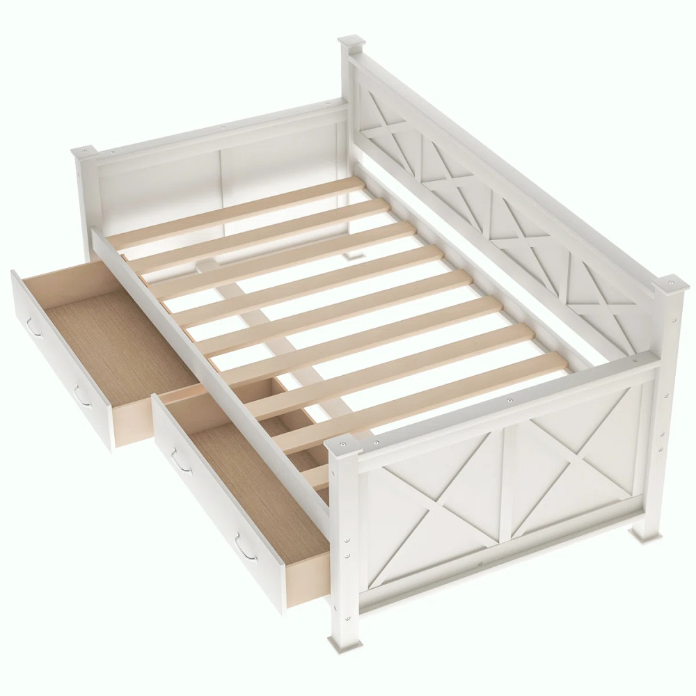 LENZKA - Farmhouse Style Daybed With Drawers - Image 6