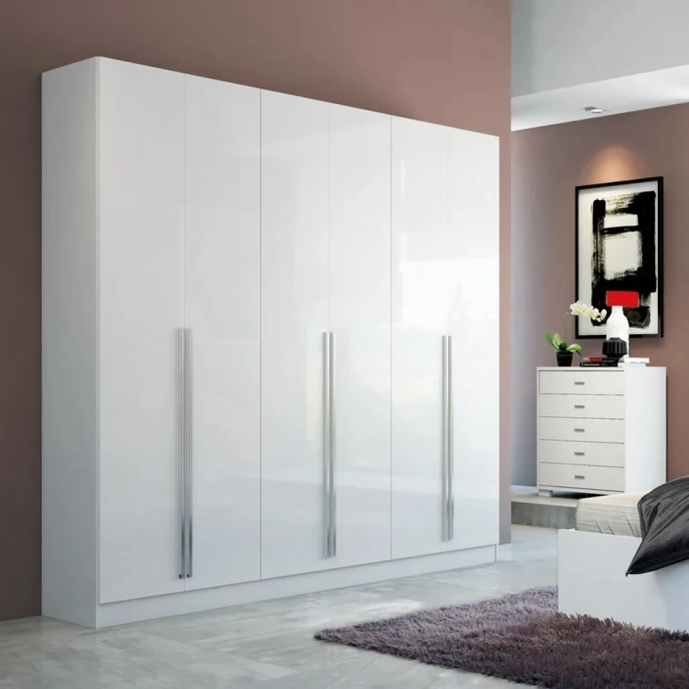 ABUZ - White Gloss Finish Six Door Wardrobe