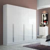 ABUZ - White Gloss Finish Six Door Wardrobe