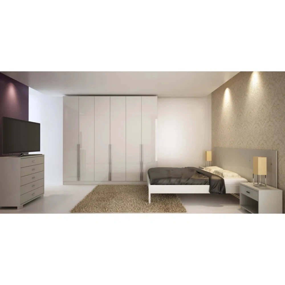 ABUZ - White Gloss Finish Six Door Wardrobe - Image 2