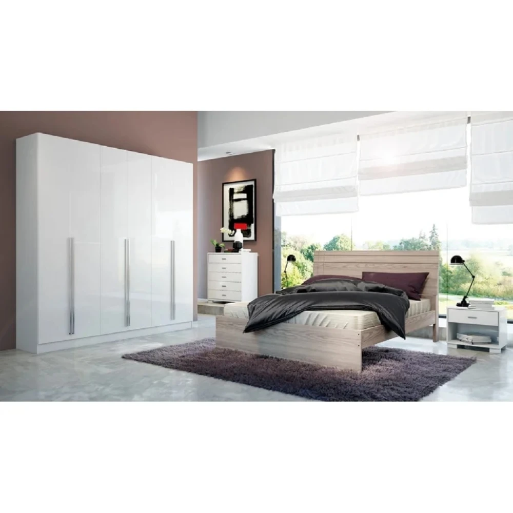 ABUZ - White Gloss Finish Six Door Wardrobe - Image 3