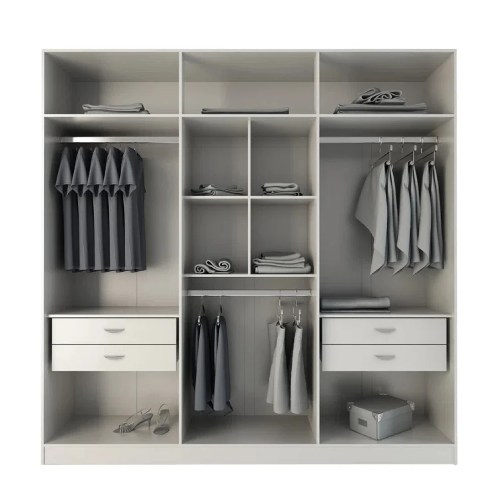 ABUZ - White Gloss Finish Six Door Wardrobe - Image 4