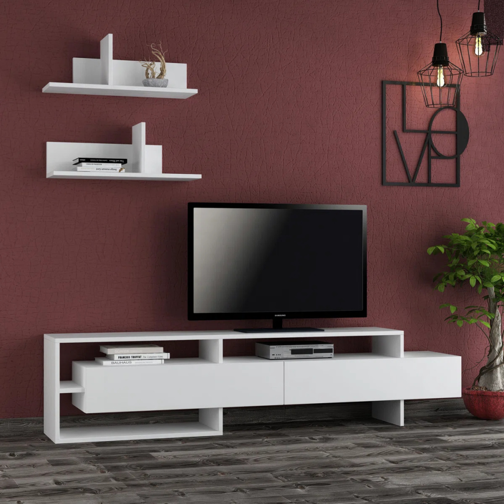 HOUNZ - Contemporary Style White TV Unit