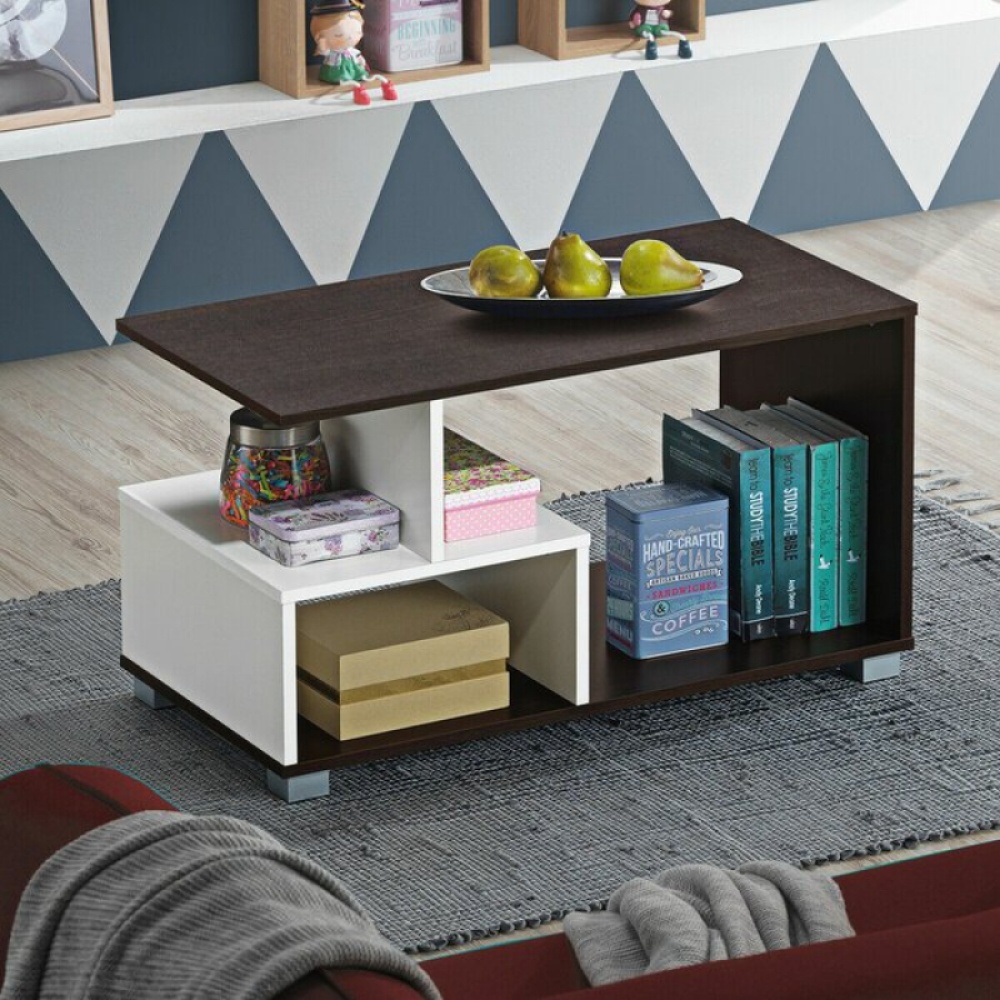 SEASON - Storage Coffee Center Table Dark Brown & White