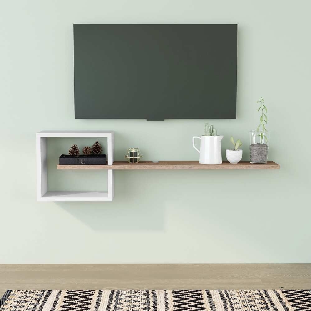 ELBINA - Wooden Single Shelf Floating TV Console