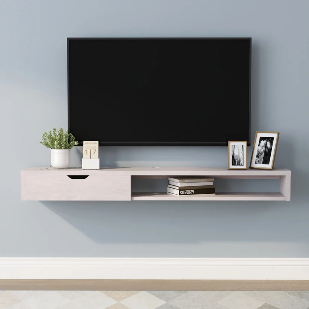 NESTURE - Modern White Wooden Floating TV console