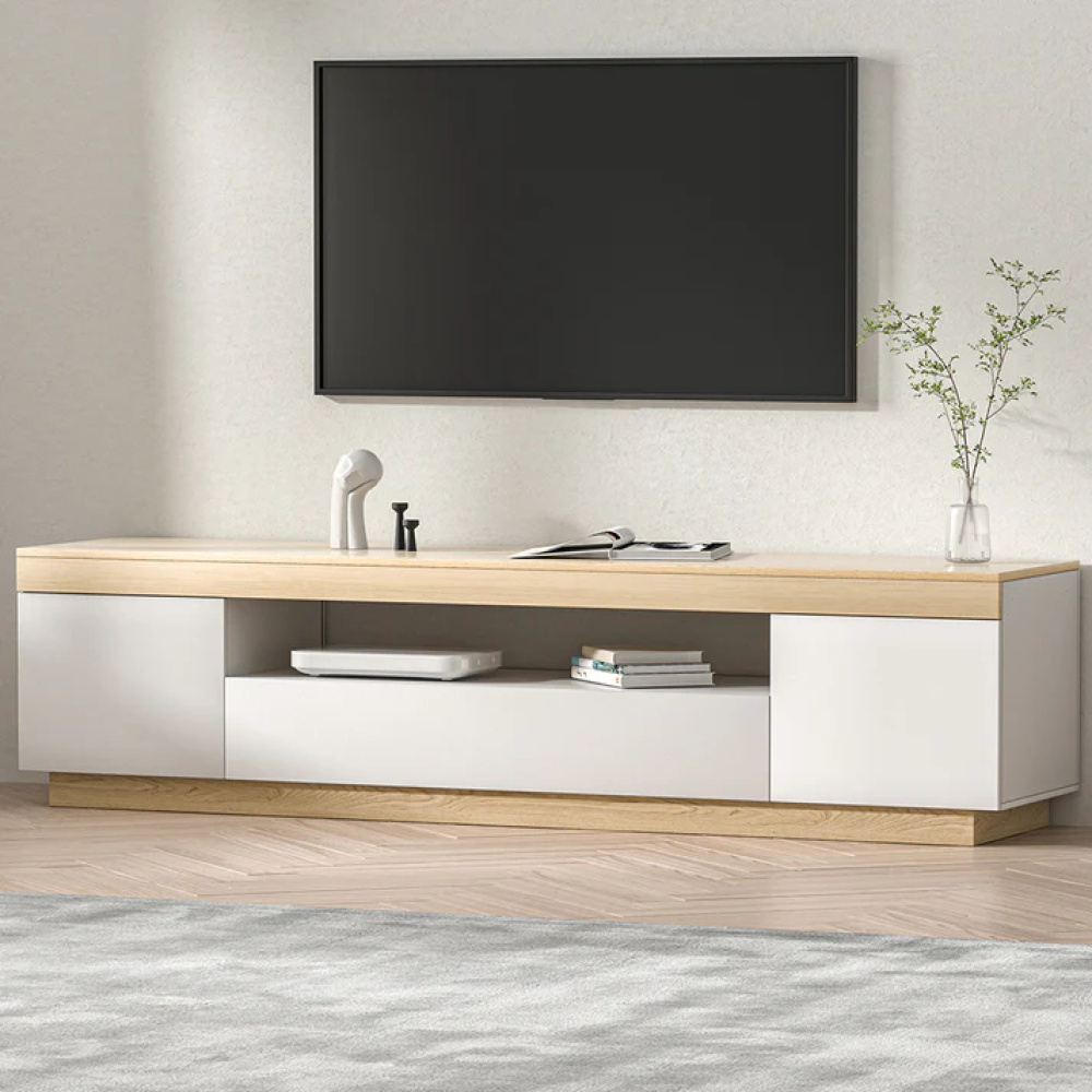 VIEE - White & Oak Brown Coastal Style TV Stand - Image 2