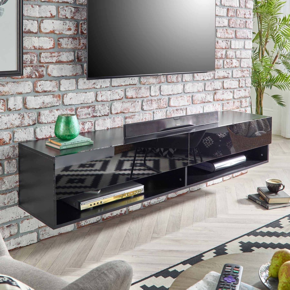 LUCAS - Black High Gloss Finish Floating TV Console - Image 2