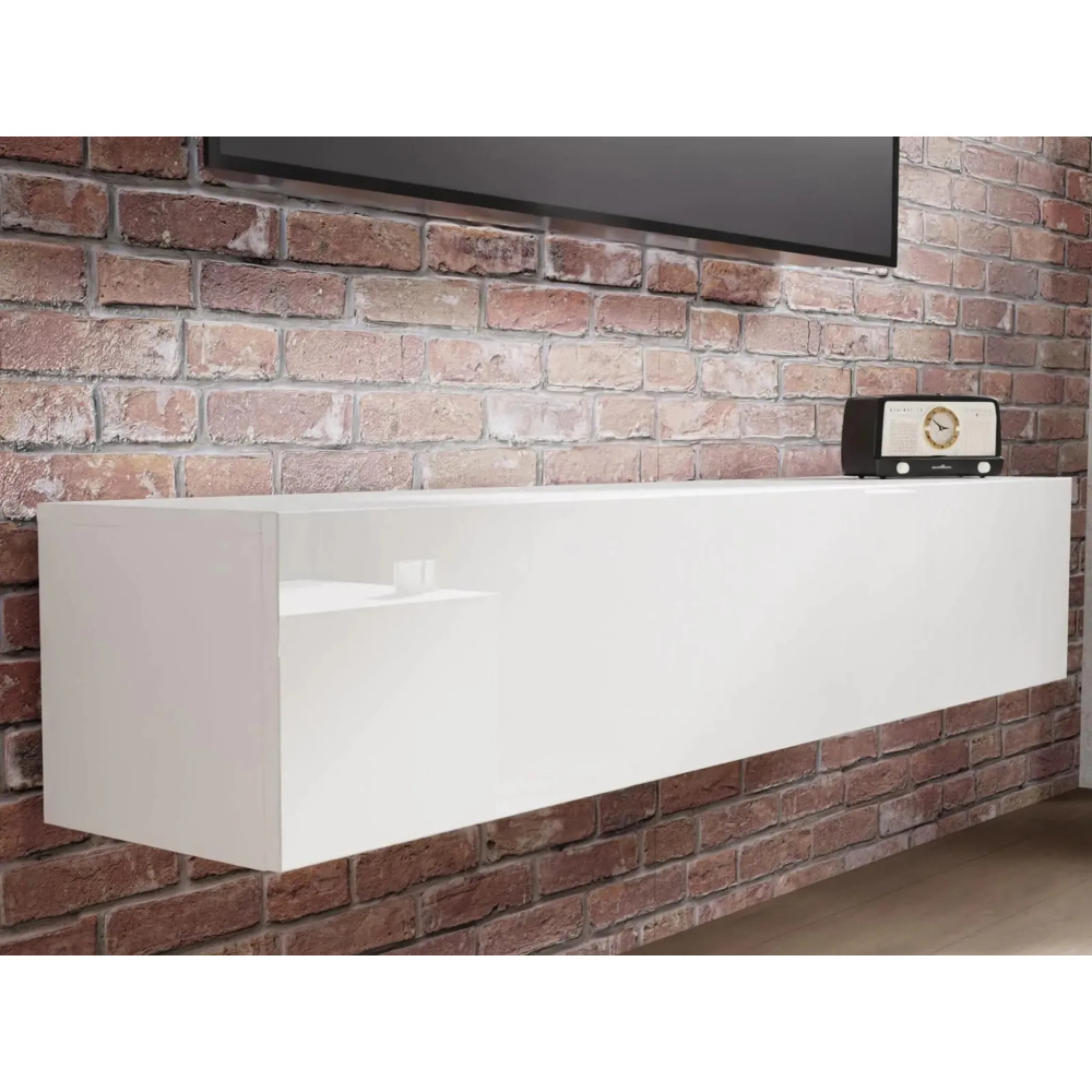 COSMO - Single Door White Gloss Finish Floating Console - Image 3
