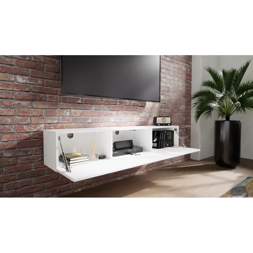 COSMO - Single Door White Gloss Finish Floating Console - Image 4