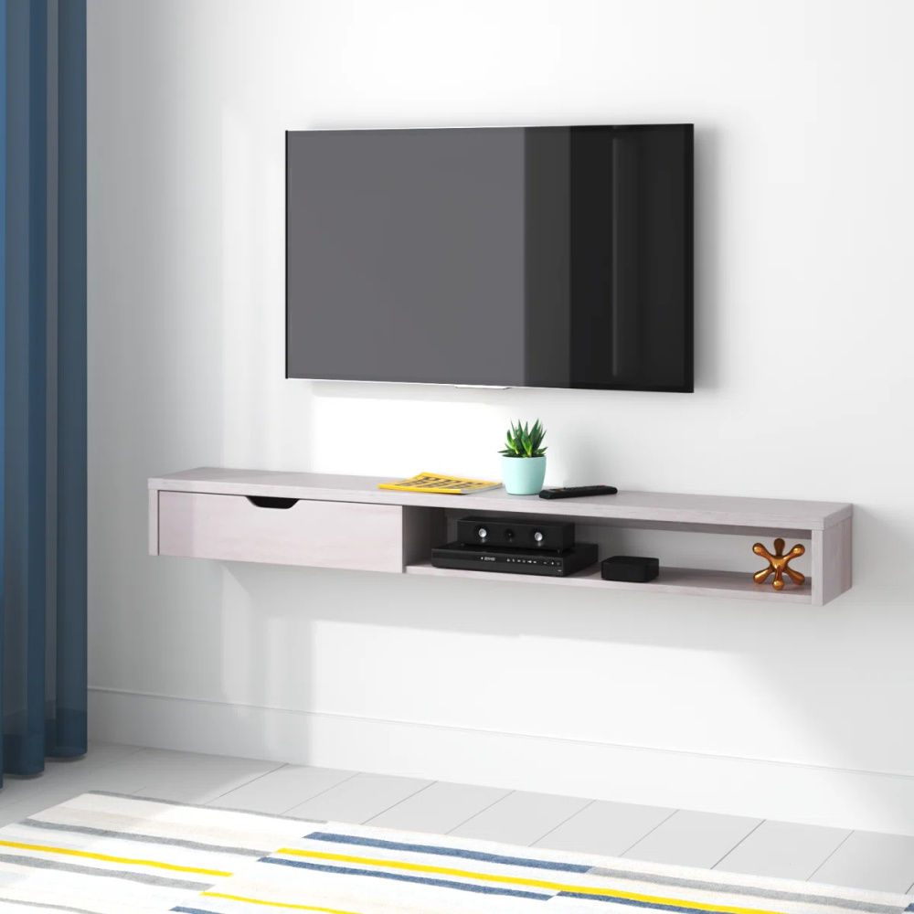NESTURE - Modern White Wooden Floating TV console - Image 3