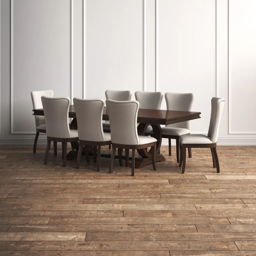 KELLY - Nine Piece Dining Table Set In Dark Brown - Image 3