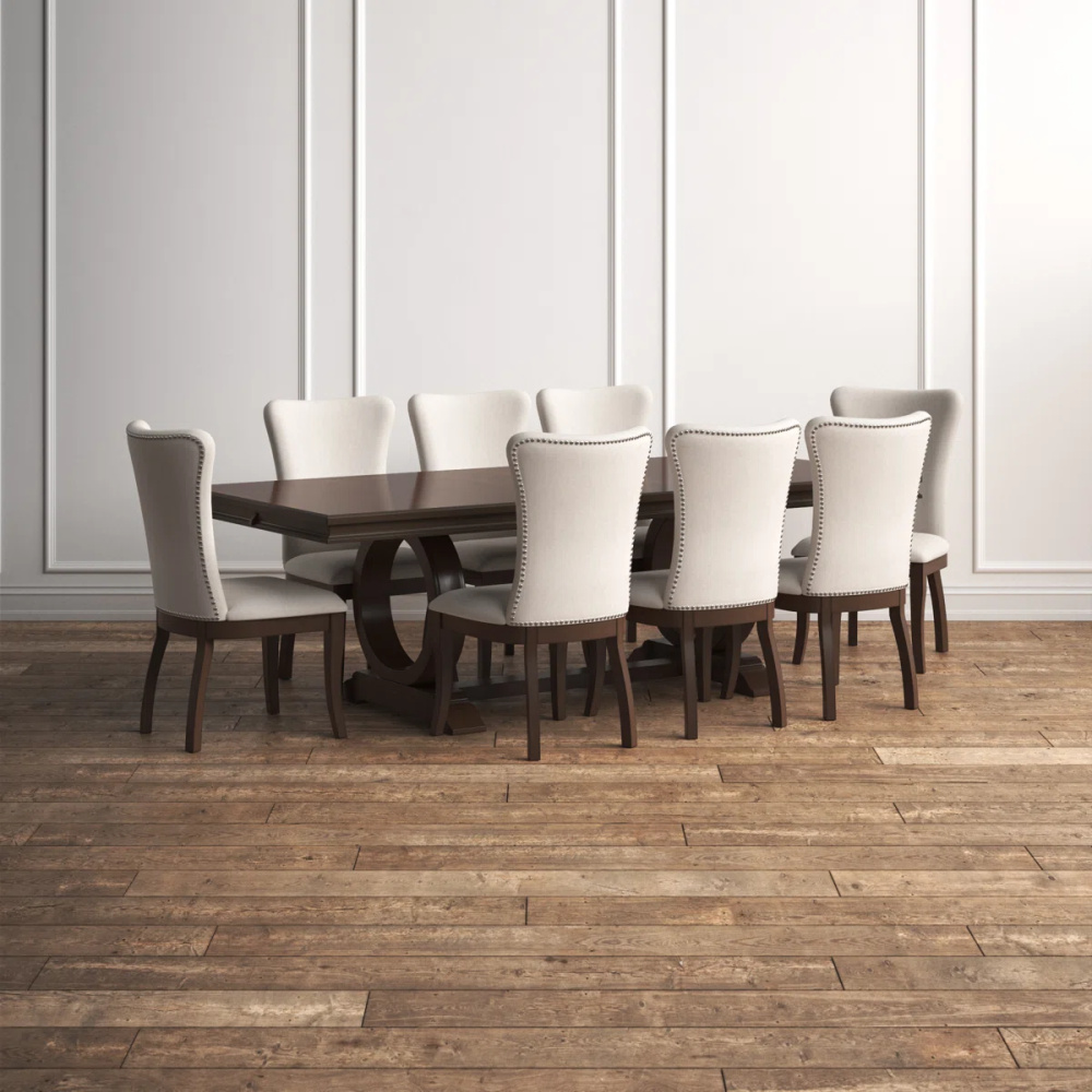 KELLY - Nine Piece Dining Table Set In Dark Brown - Image 4