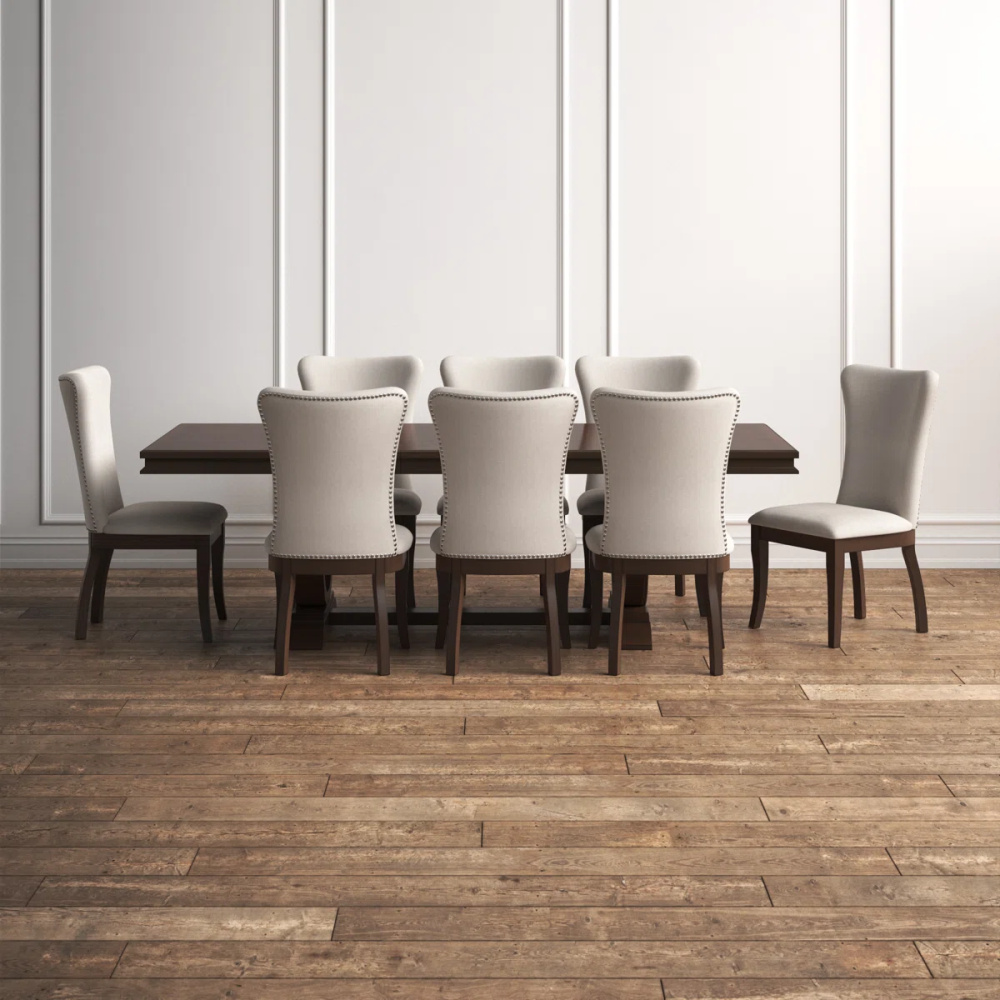 KELLY - Nine Piece Dining Table Set In Dark Brown - Image 2