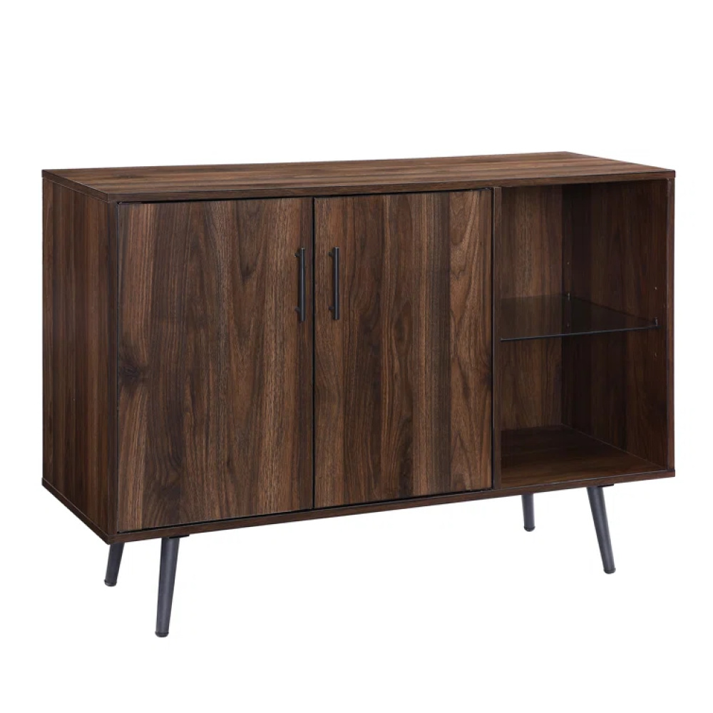 MEEZAN - Walnut Brown Mid Century Inspired TV Stand - Image 8