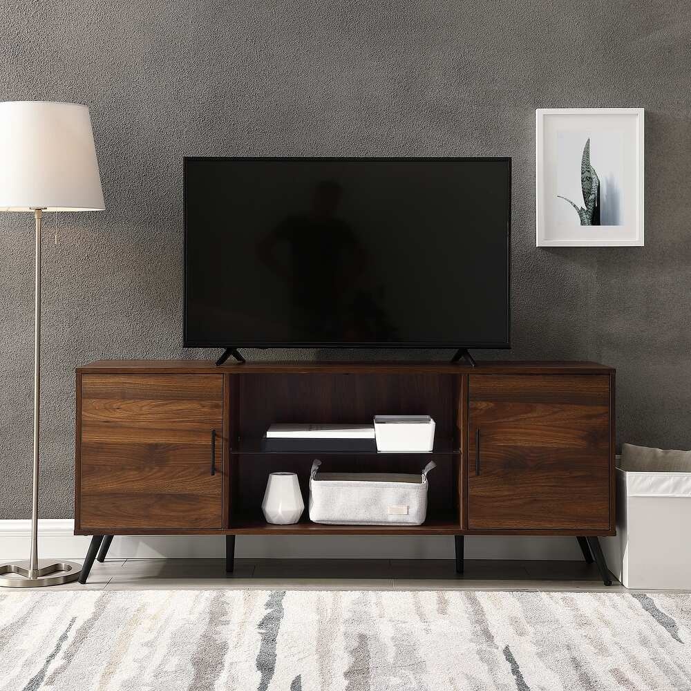 ZIDAAN - Dark Walnut Brown Storage TV Console