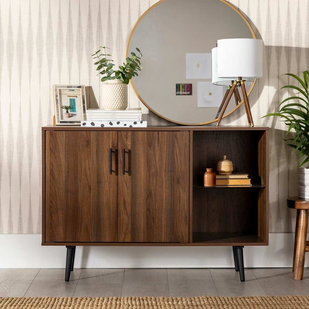 MEEZAN - Walnut Brown Mid Century Inspired TV Stand - Image 3