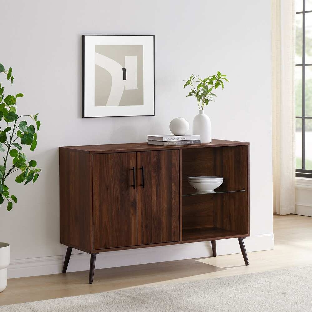 MEEZAN - Walnut Brown Mid Century Inspired TV Stand - Image 5