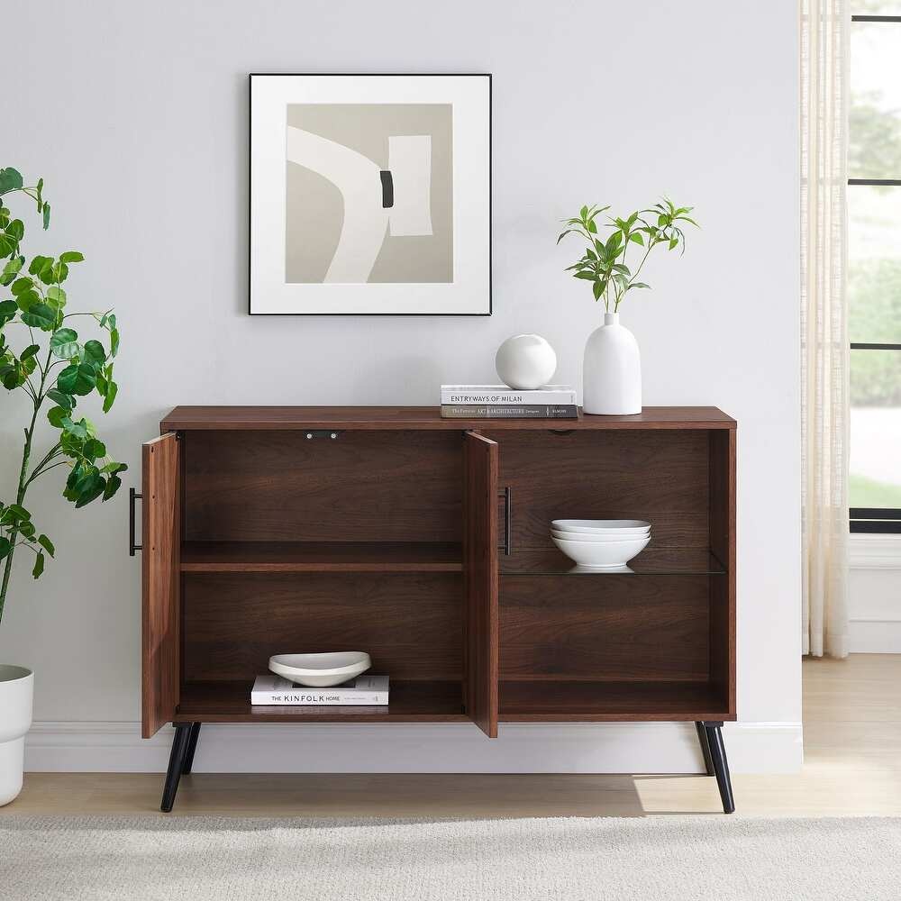 MEEZAN - Walnut Brown Mid Century Inspired TV Stand - Image 6