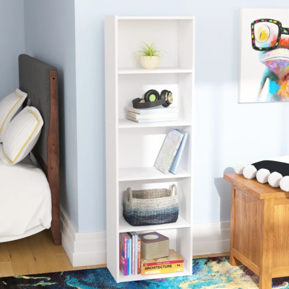 GEIGER - Classic Five Shelves White Bookcase