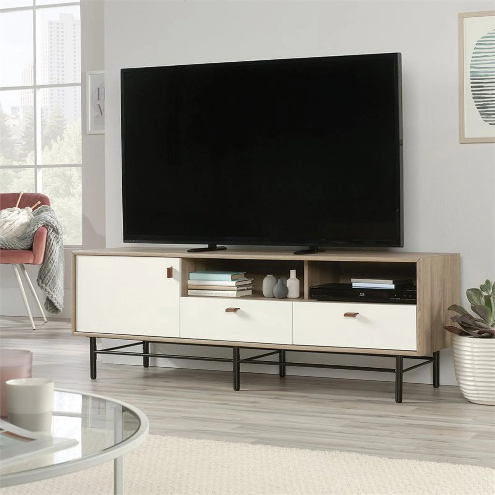URBANTINE - White & Light brown Laminated TV Unit Stand