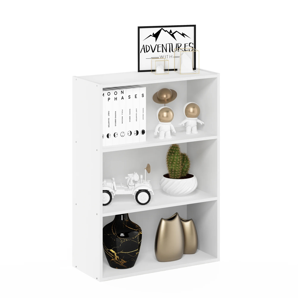 ALBORZ - Three Tired Classic White Bookcase - Image 3
