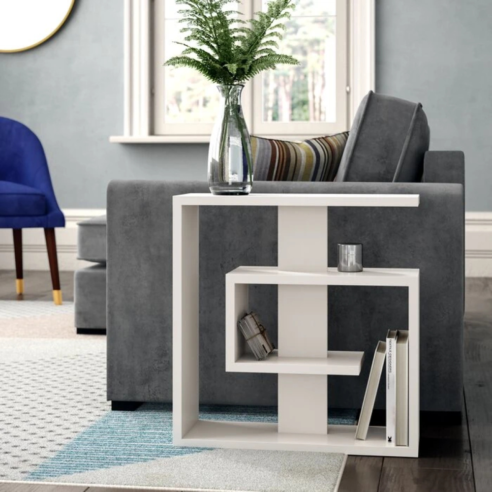 DEXTRI - Side Table Storage Wooden White - Image 2