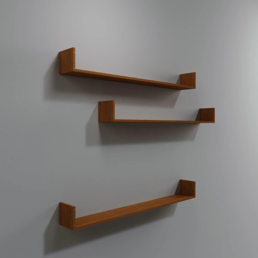 BELGIUM - Set of Three Brown Floating TV Shelves - Image 4
