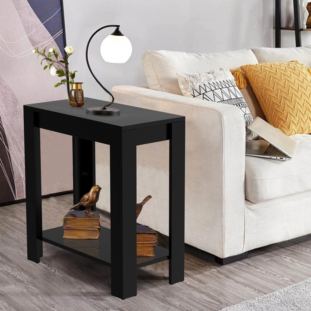 BERELEY - Storage Sofa  End Table Wooden Black - Image 5
