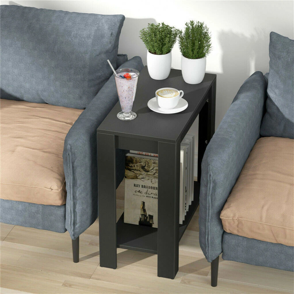 BERELEY - Storage Sofa  End Table Wooden Black - Image 4