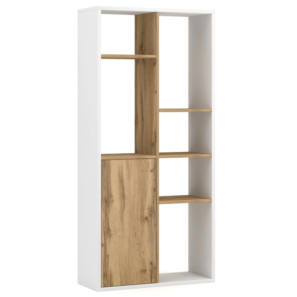 CLINT - White & Brown Single Cabinet Bookcase