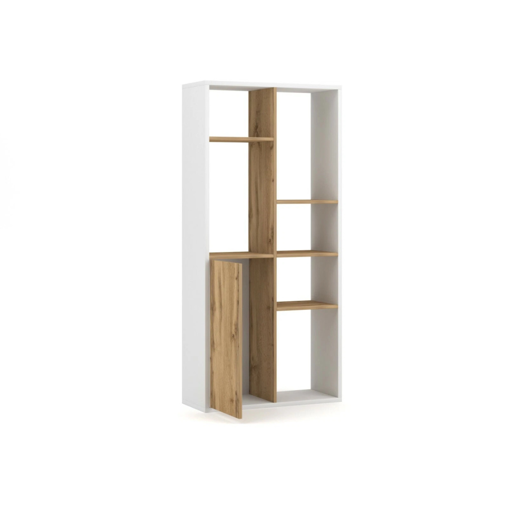 CLINT - White & Brown Single Cabinet Bookcase - Image 2