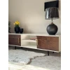 SAINT - Walnut Brown & White Open Shelf TV Console - Image 4