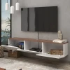 PLISK - Brown and White Three Compartment Floating TV  Console - Image 2