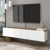 PLISK - Brown and White Three Compartment Floating TV  Console