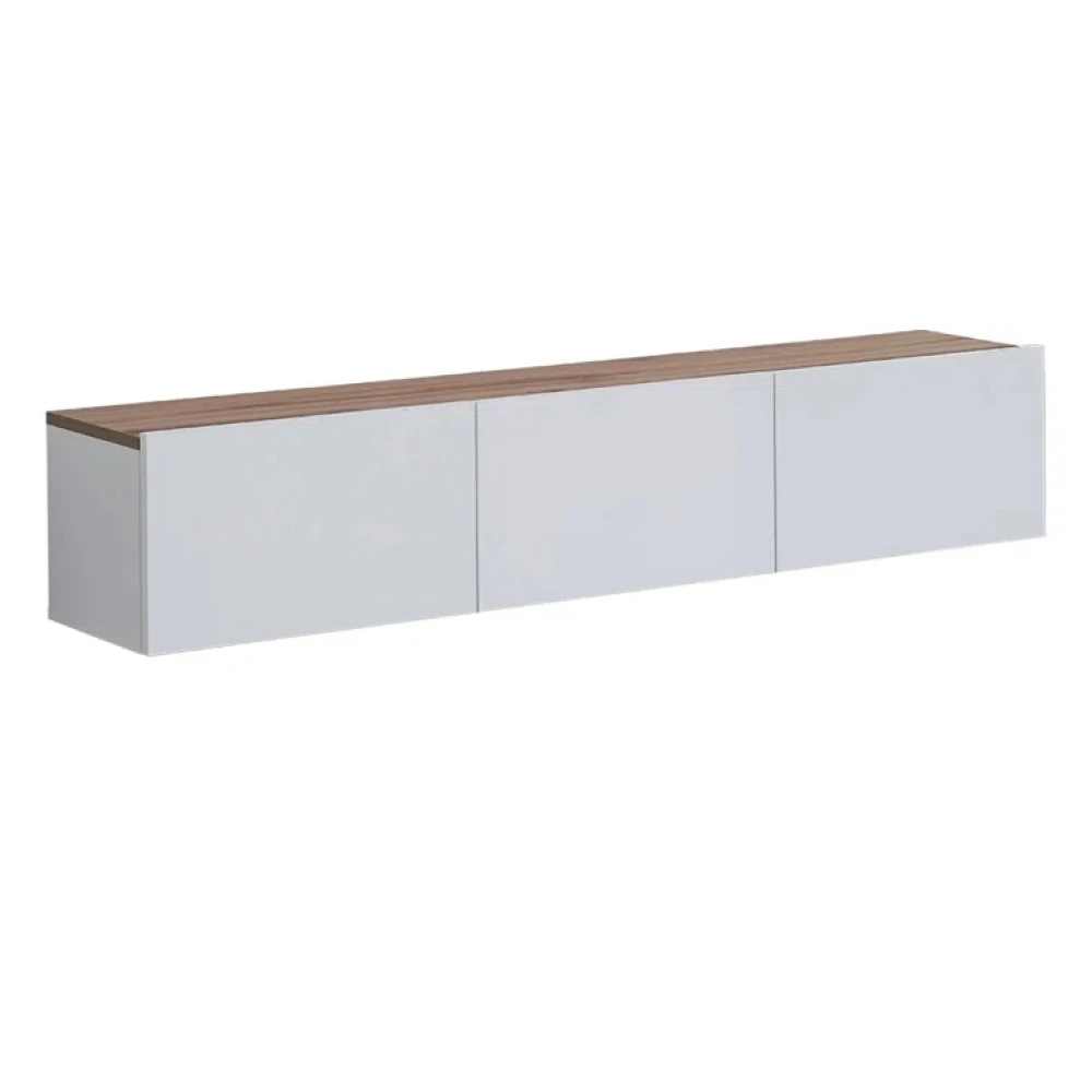 PLISK - Brown and White Three Compartment Floating TV  Console - Image 7