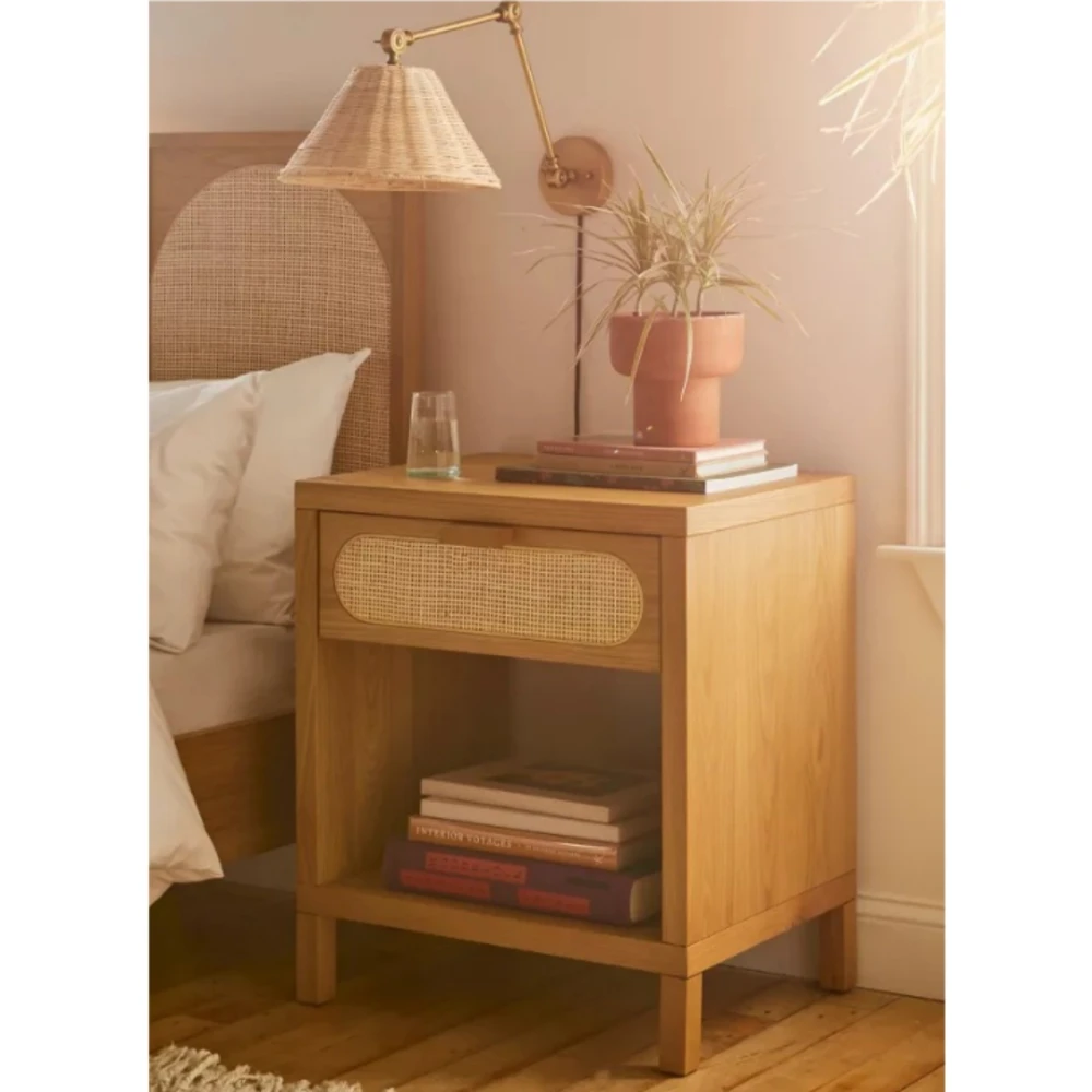 AHU - Oak Nightstand with Cane Work Drawer
