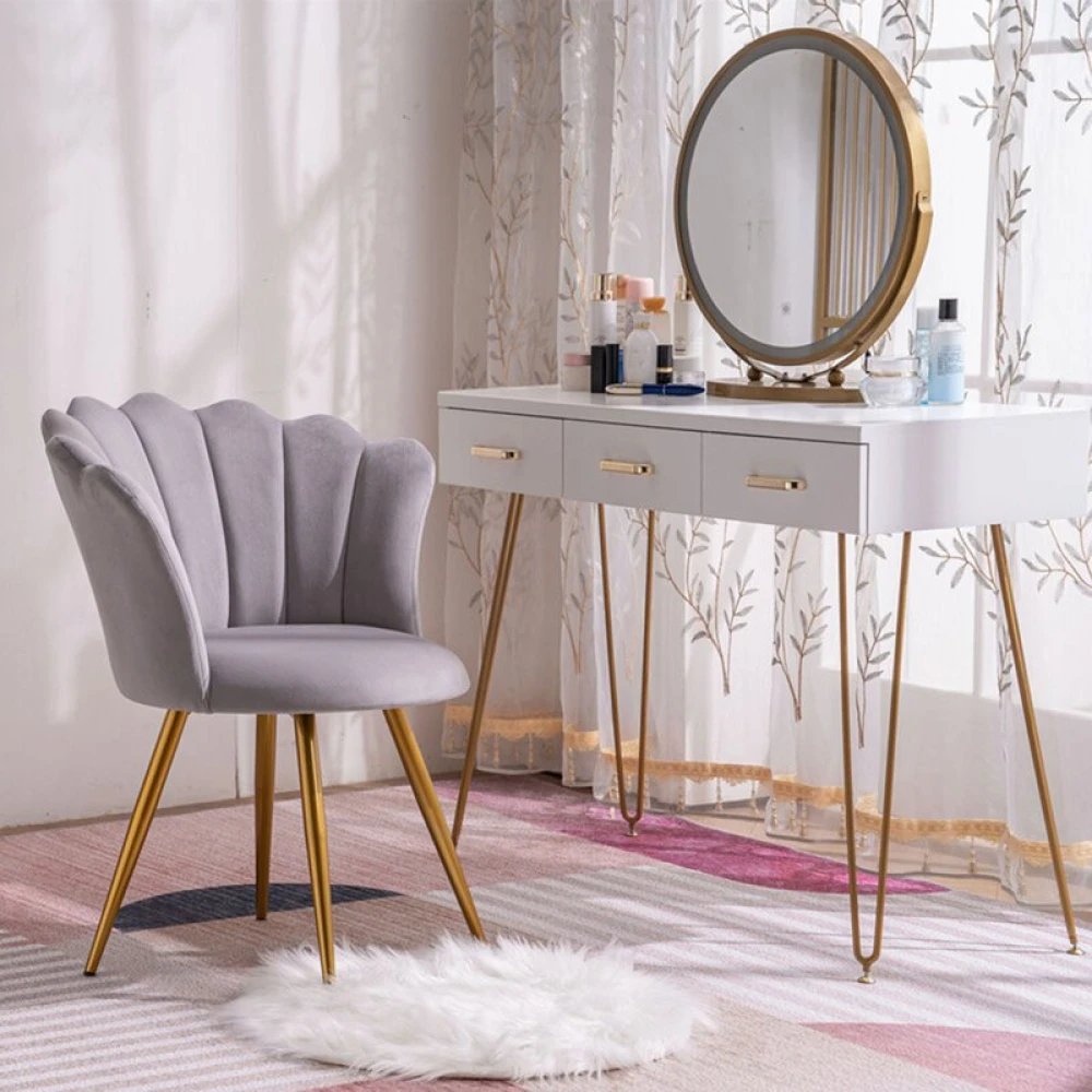 CLARA - Petal Shaped Vanity Chair in Lavender grey Color