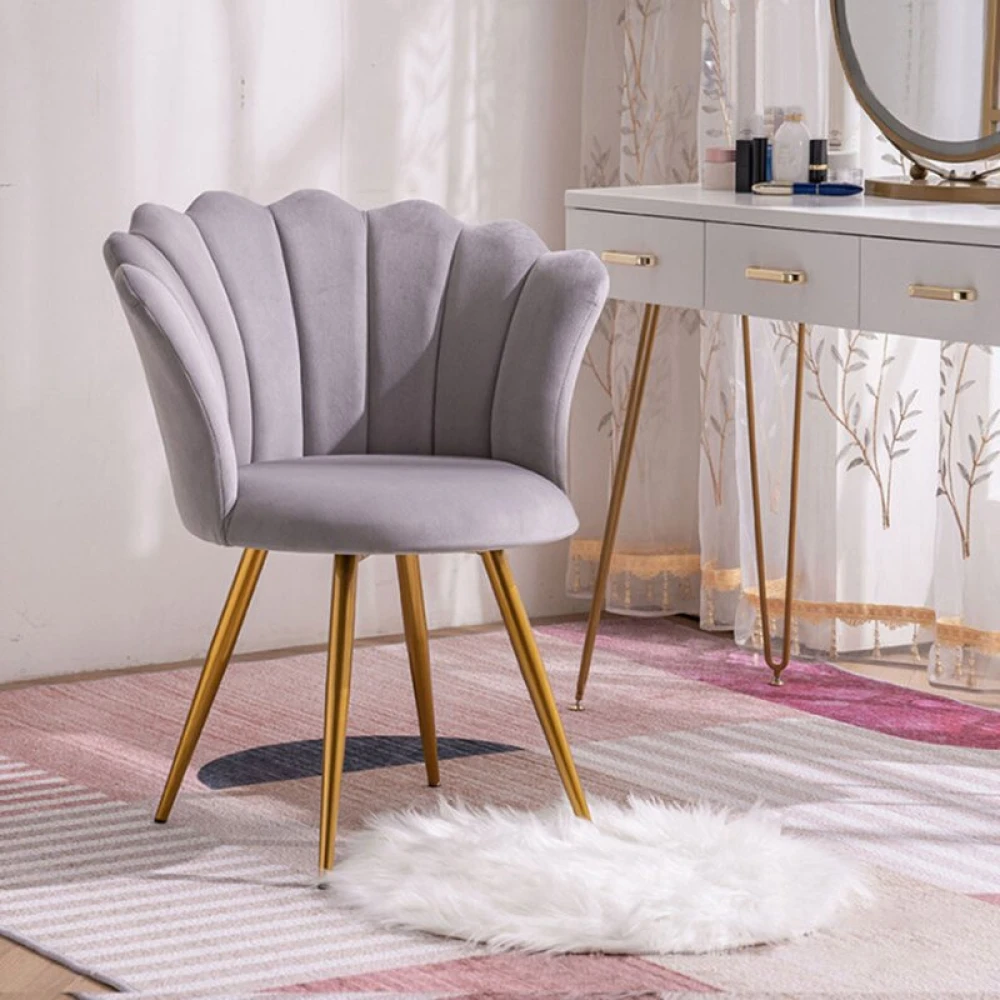 CLARA - Petal Shaped Vanity Chair in Lavender grey Color - Image 2